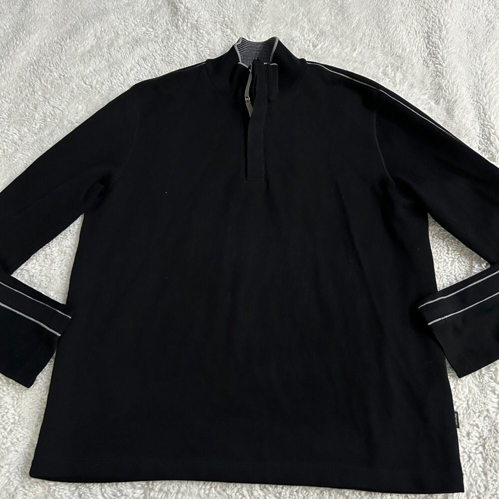 Hugo Boss Quarter Snap Sweatshirt Mens XL Black Business Office Attire Preppy - Picture 2 of 8